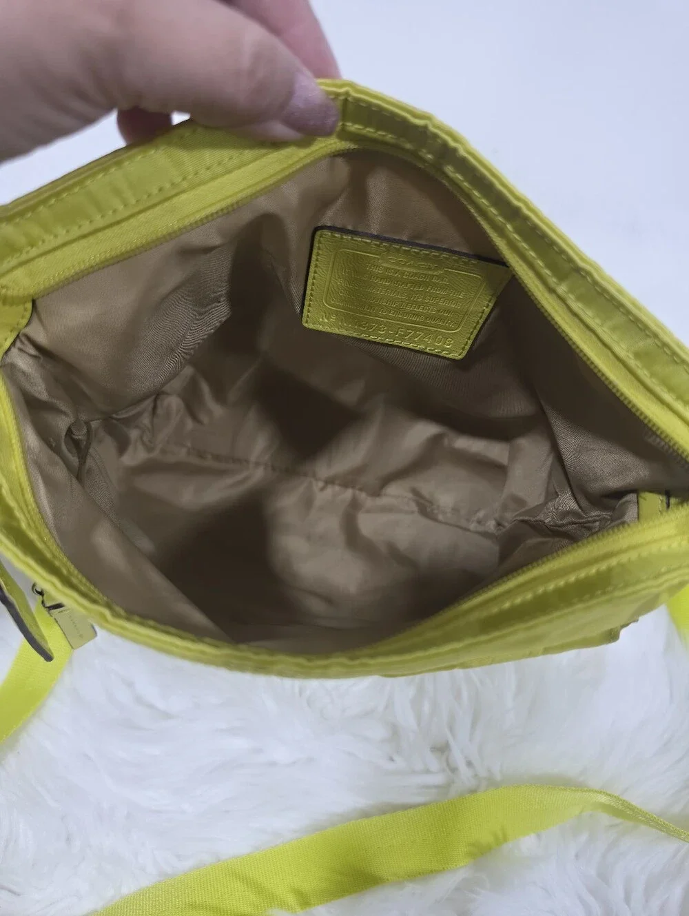 Coach F77408 Crossbody Bag Yellow Signature Nylon Women’s Shoulder Bag